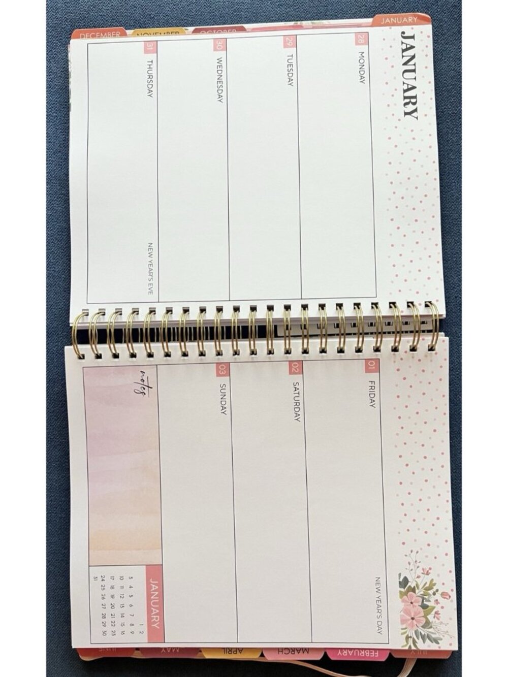 Planner 17 Month 2026-27 DAISY FLORAL Month Day Week Organizer Calendar 9"Wx11"H - Picture 10 of 16